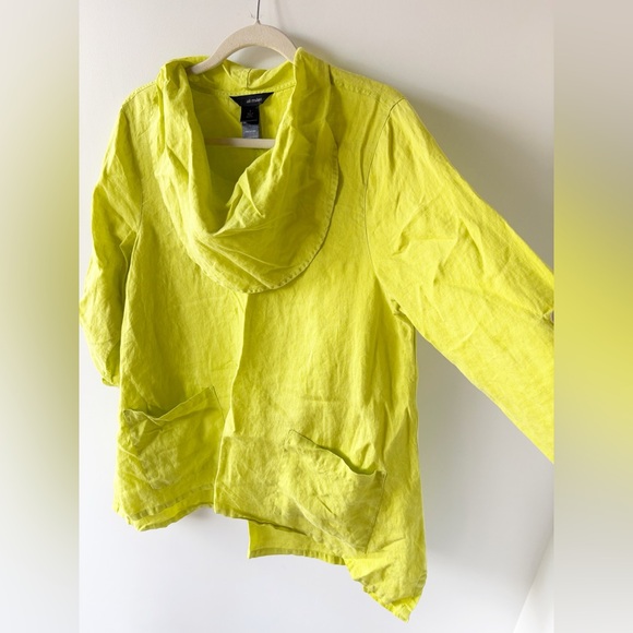 Ali Miles Lime Green Linen Tunic L Large - Picture 3 of 7